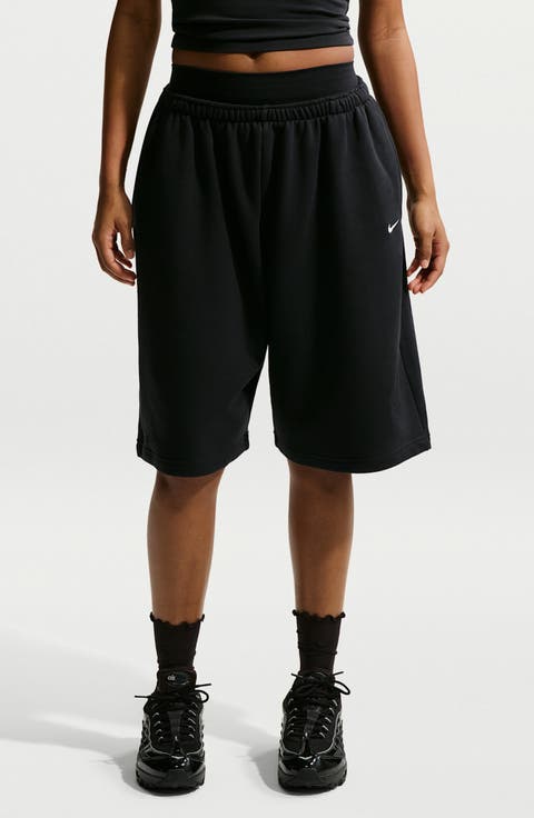 Oversize Cotton Blend French Terry Shorts