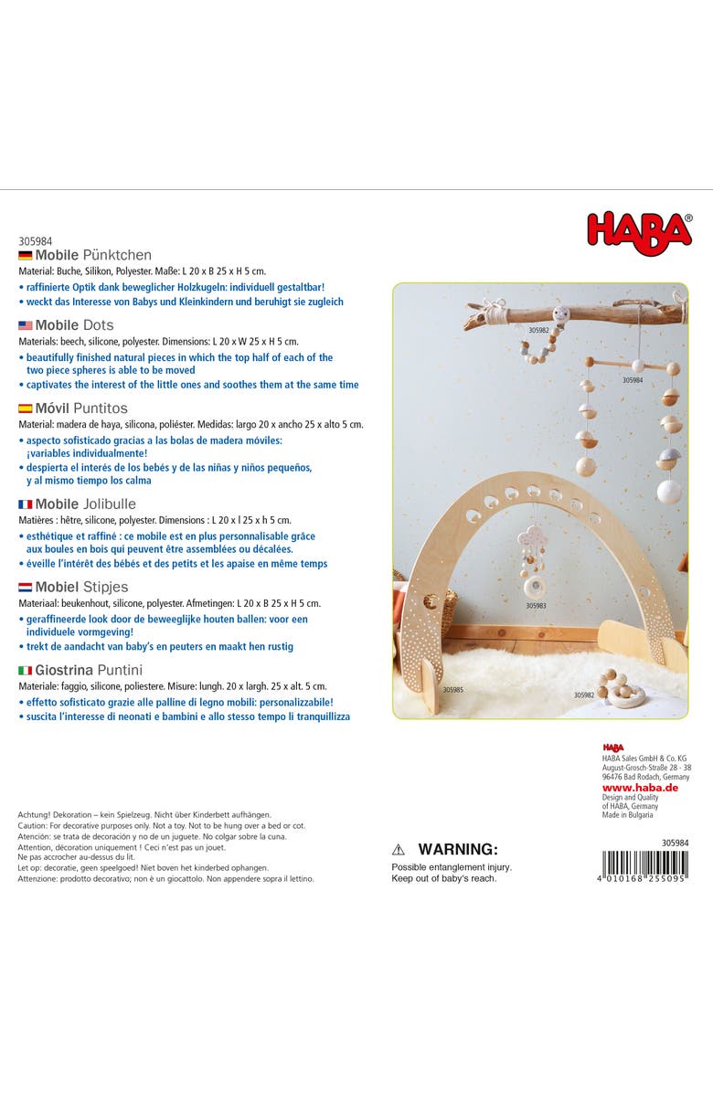 HABA Baby Mobile Dots - Natural Wooden Nursery Ceiling Decoration, Alternate, color, Multi