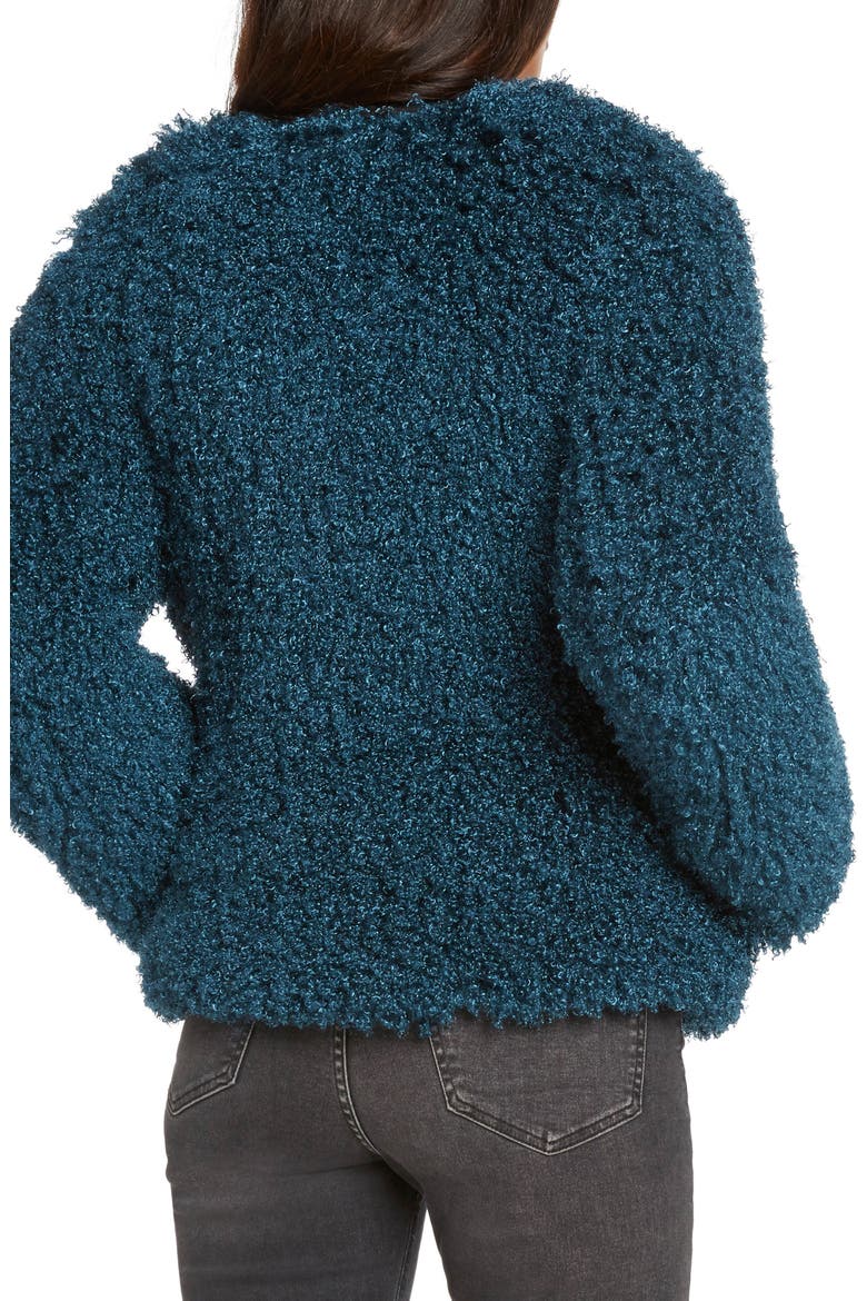 Shaggy Faux Fur Jacket, Alternate, color, PEACOCK