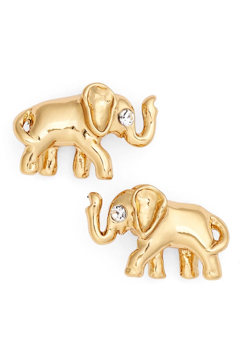 kate spade new york elephant stud earrings, Main, color, GOLD