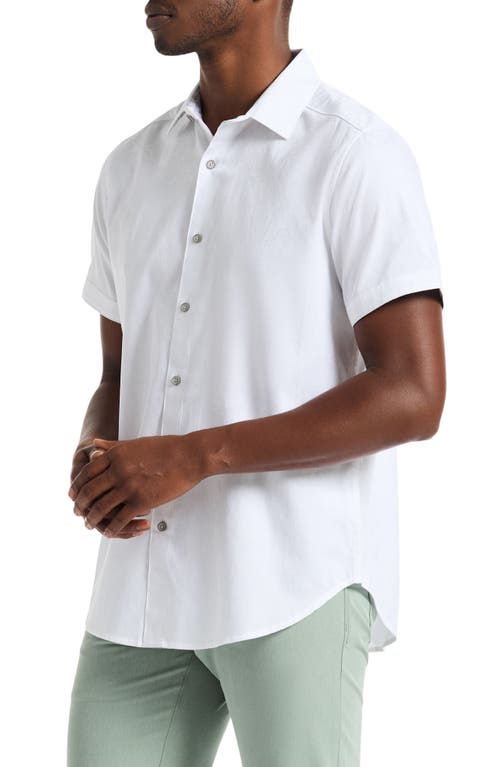 Robert Graham Highland Jacquard Short Sleeve Button-up Shirt In White