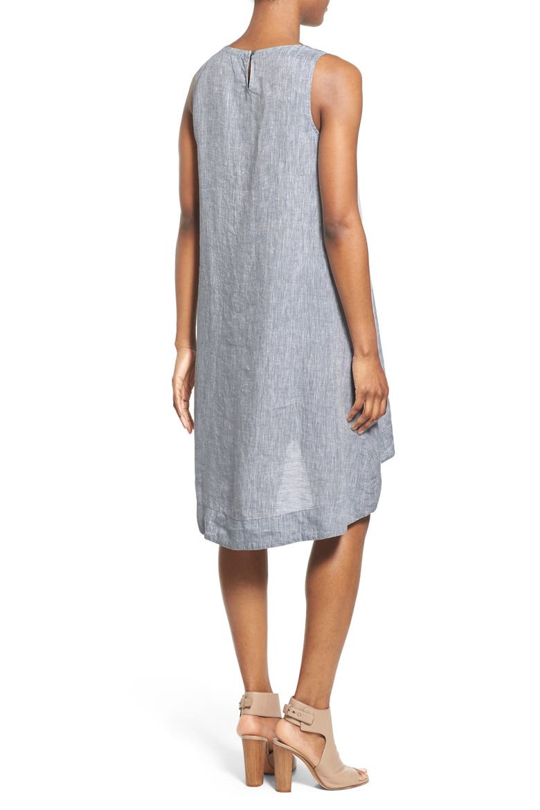 High/Low Linen Chambray Shift Dress, Alternate, color, CHAMBRAY