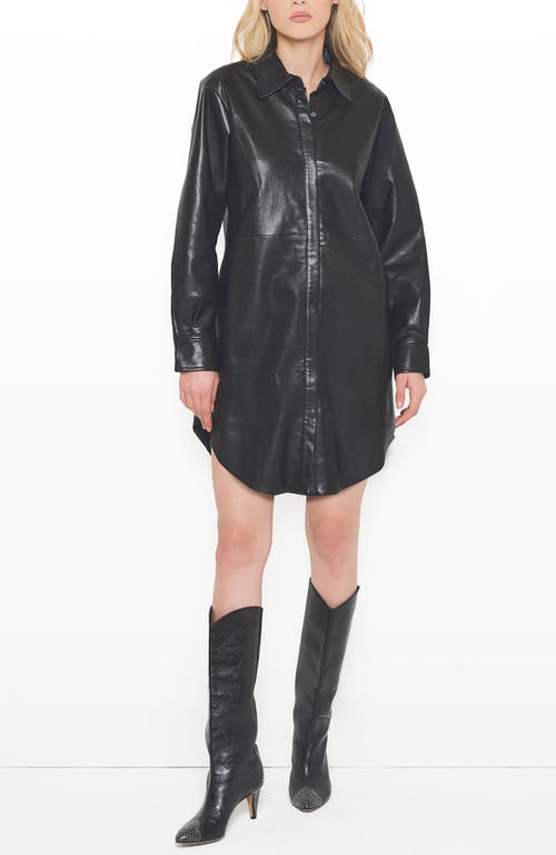 As By Df Bonsoir Recycled Leather Shirtdress In Black