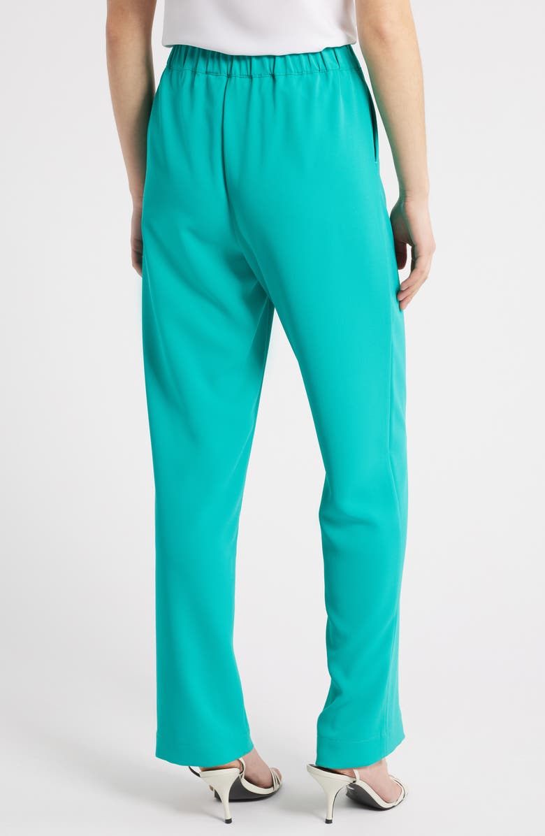Ming Wang Crêpe de Chine Pants, Alternate, color, Emerald Awe