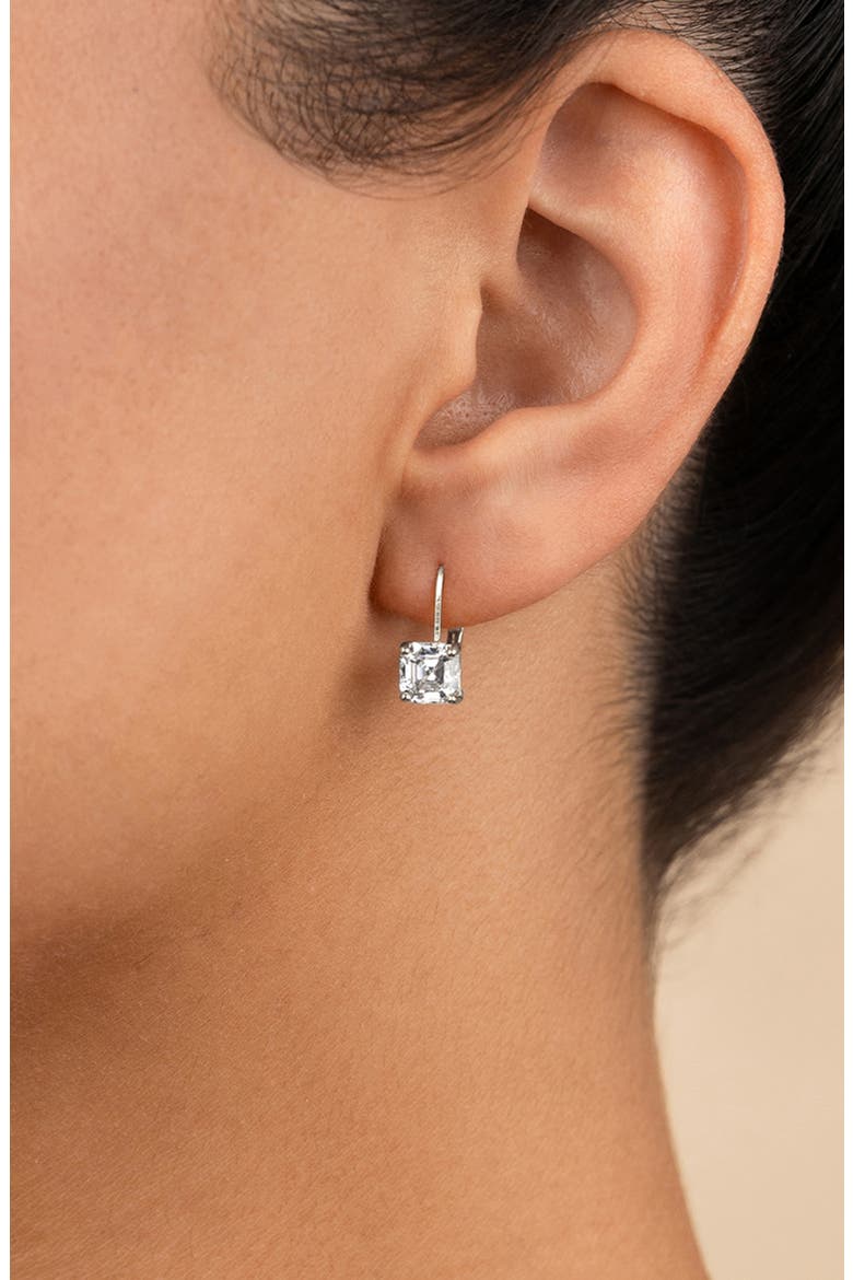 Princess Cut Cubic Zirconia Lever-Back Earrings, Alternate, color, SILVER