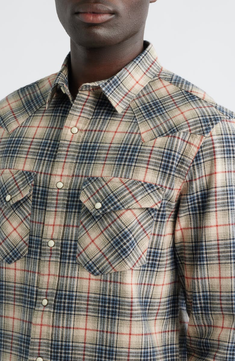Pendleton Wyatt Plaid Cotton Snap-Up Shirt, Alternate, color, Natural Multi Plaid