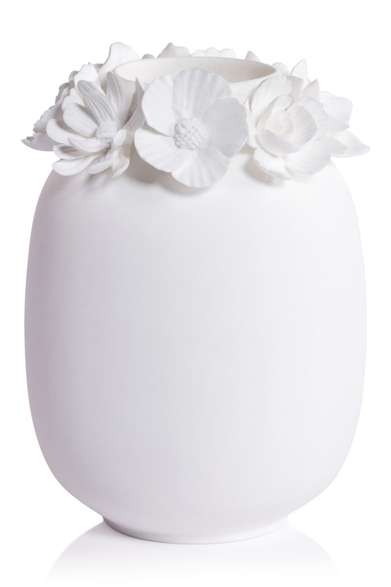 Petite Couronne Fine Bone China Vase, Main, color, WHITE