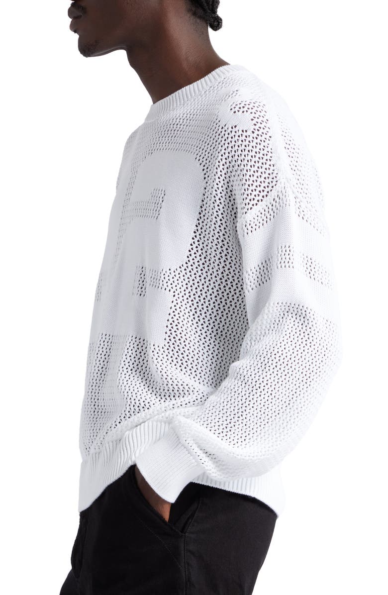 AMIRI Tiger Patch Long Sleeve Cotton Mesh Sweater, Alternate, color, 