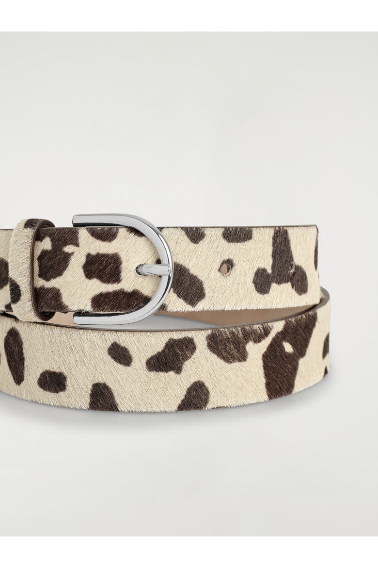 Animal-Print Pony Hair-Effect Leather Belt, Alternate, color, BEIGE / ANIMAL PRINT