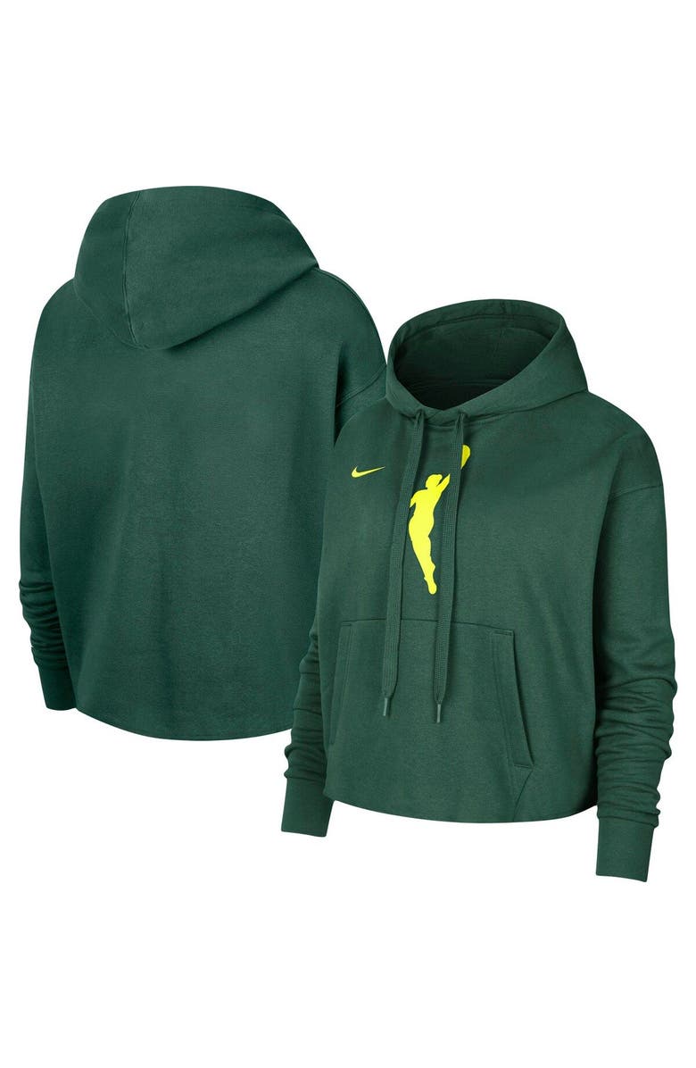 Nike Women's Nike Hunter Green WNBA Logowoman Team 13 Cropped Pullover Hoodie, Main, color,