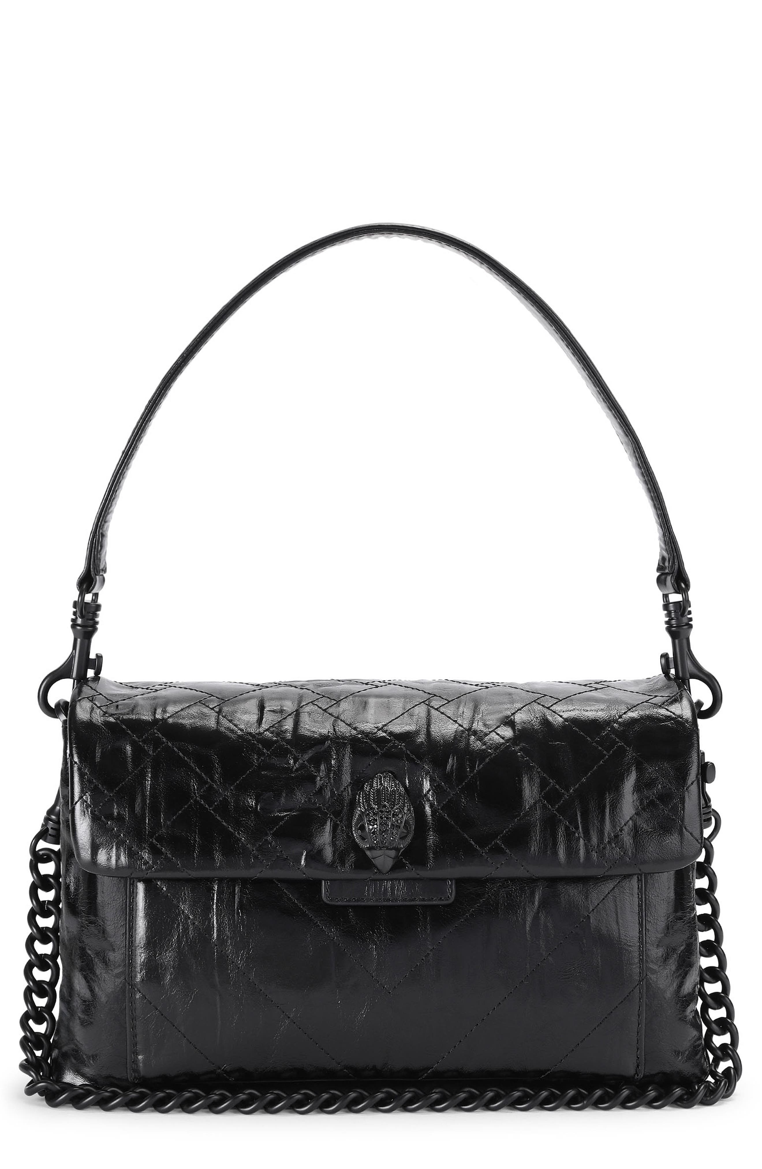 Celia Leather Shoulder Bag, Main, color, BLACK