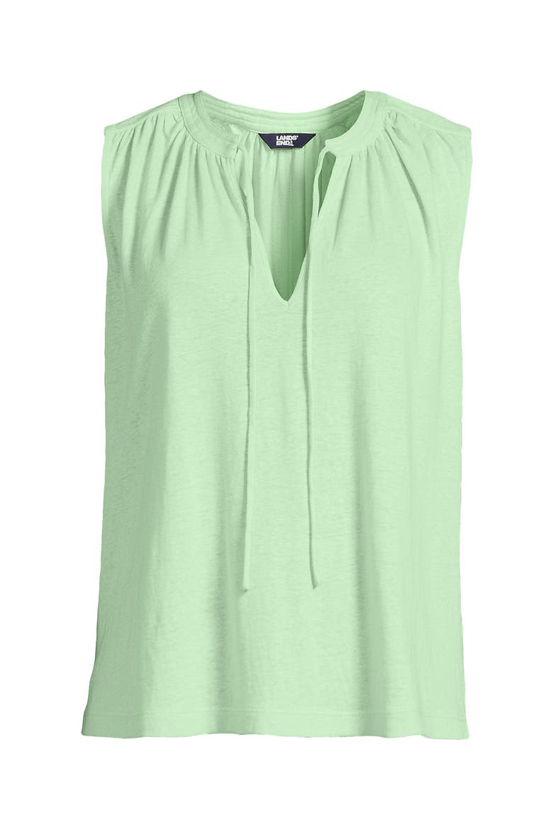 Plus Size Linen Blend Notch Neck Swing Tank Top, Alternate, color, Icy Mint Green