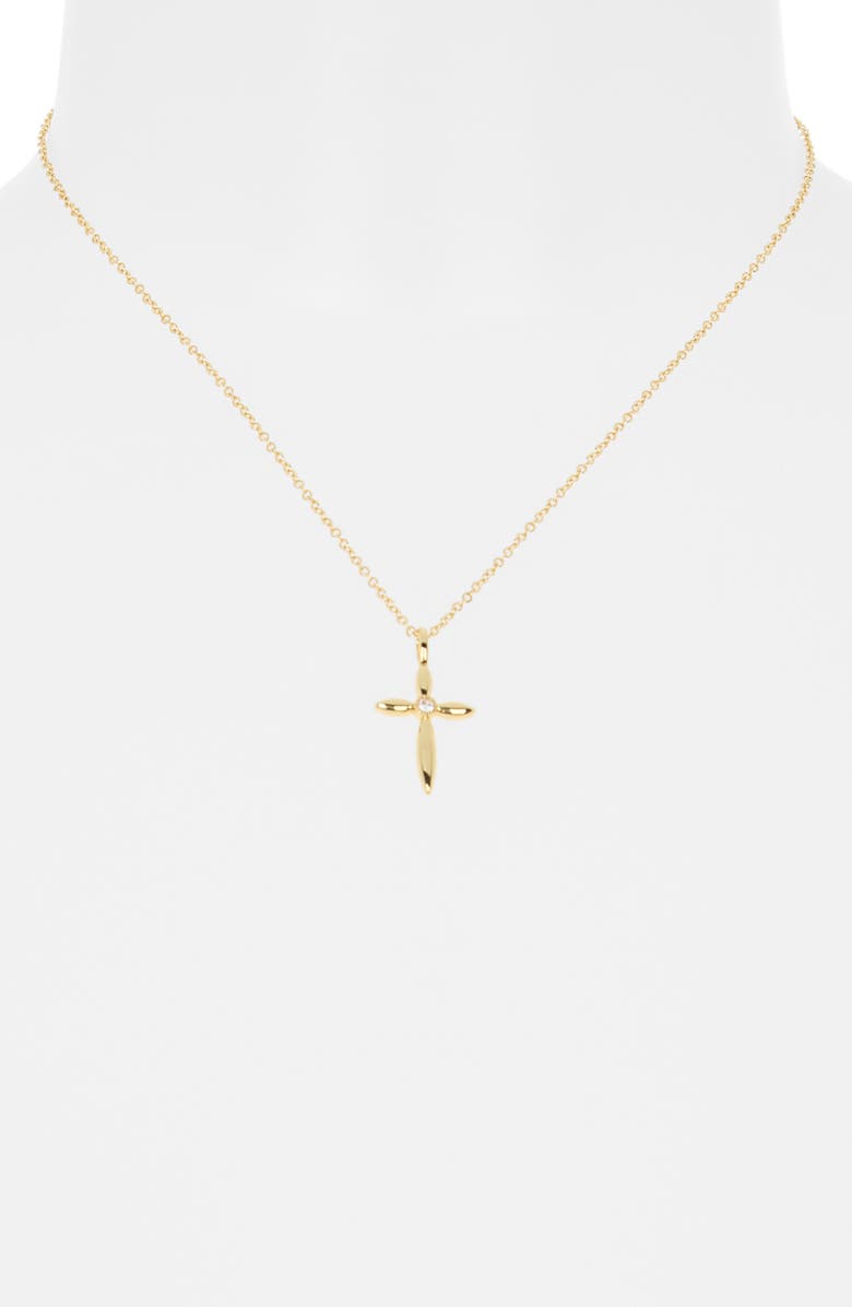 Leith Cross Pendant Necklace, Alternate, color, Clear- Gold