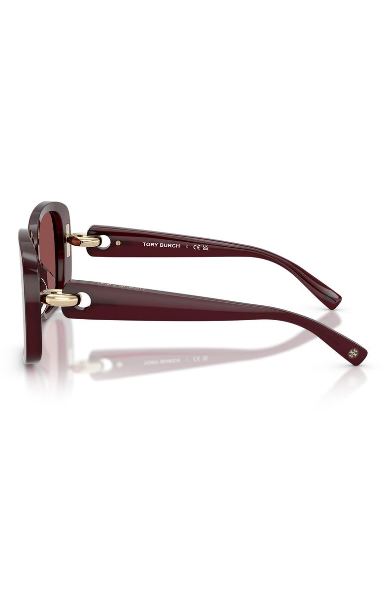 Tory Burch 53mm Gradient Square Sunglasses, Alternate, color, Opal Burgundy / Wine