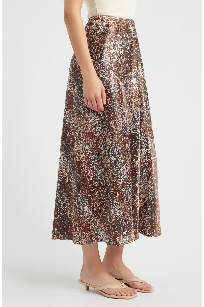 Savoy Print Bias Cut Maxi Skirt, Alternate, color, BROWN MULTI