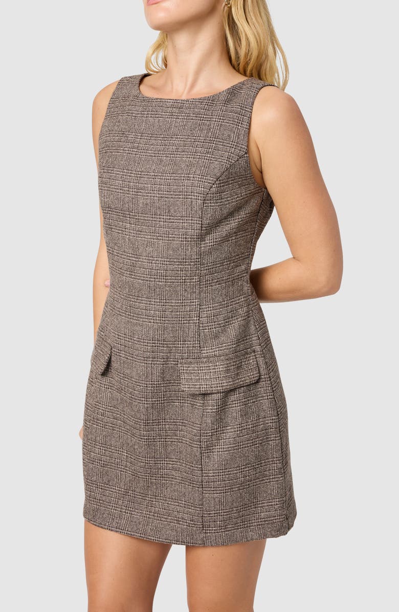 Lush Glen Plaid Sleeveless Minidress, Alternate, color, Brown Plaid
