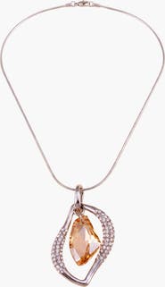 Modenaire Crystal Open Frame Pendant Necklace