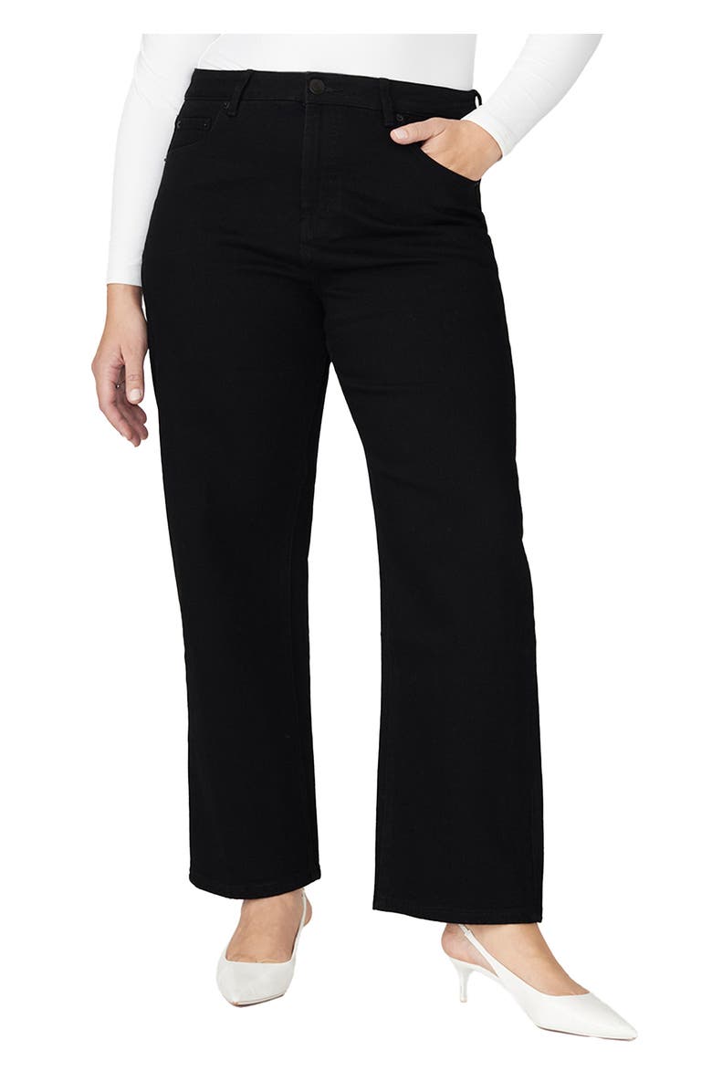 ELOQUII The Naomi Comfort Stretch Straight Leg Jean, Main, color, Black Rinse