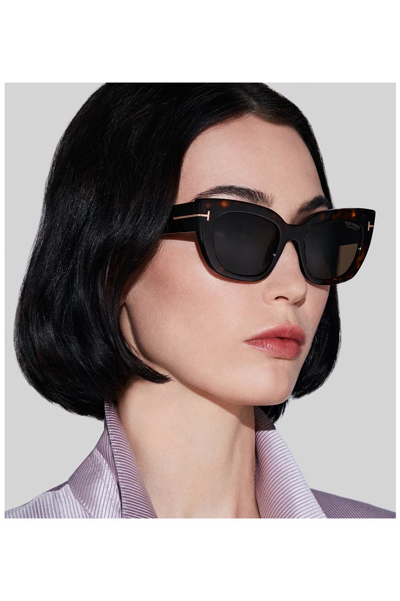 Athena 53mm Cat Eye Sunglasses, Alternate, color, DARK HAVANA / BROWN POLARIZED