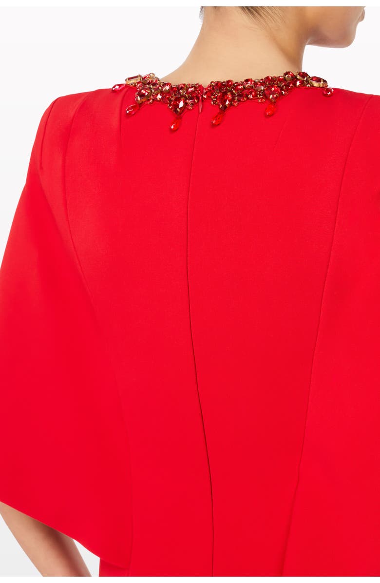 Jenny Packham Ursa Embellished-Neck Midi Dress, Alternate, color, Chilli Red