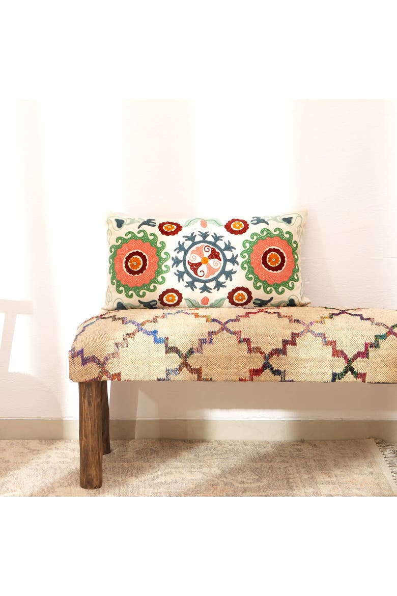 Suzani Embroidered Multicolor Lumbar Throw Pillow, Alternate, color, Multi