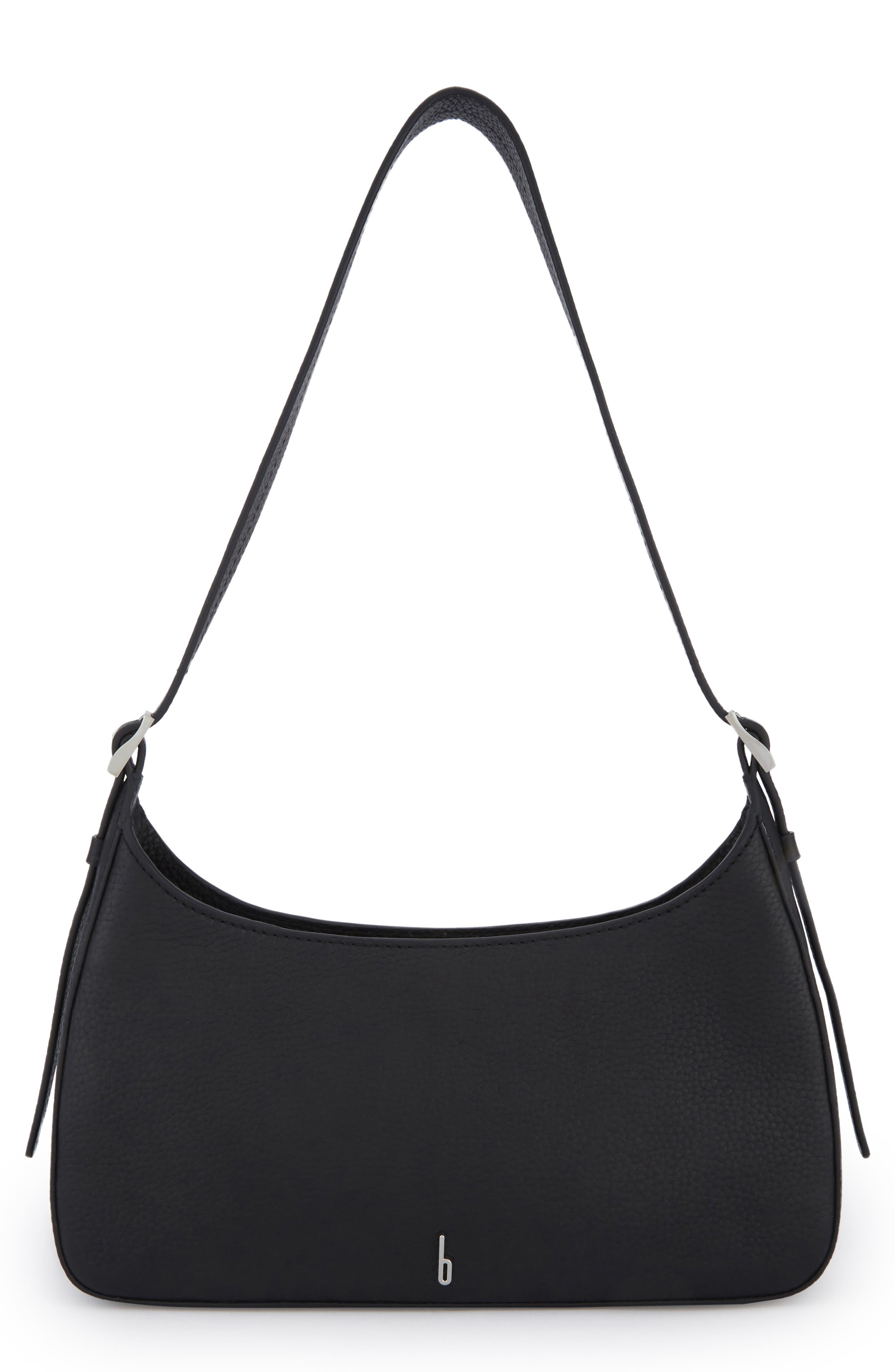 Leena Leather Pouchette, Main, color, BLACK