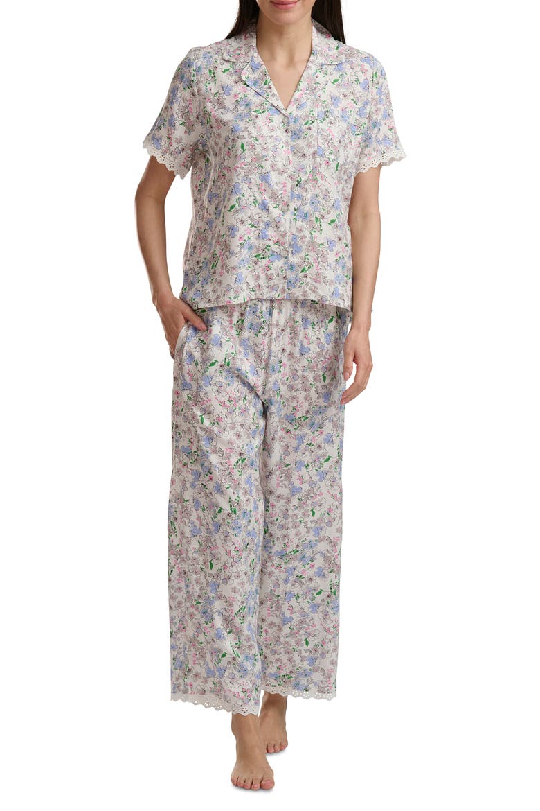 Notch Collar Crop Pajamas, Alternate, color, PANSY DITSY