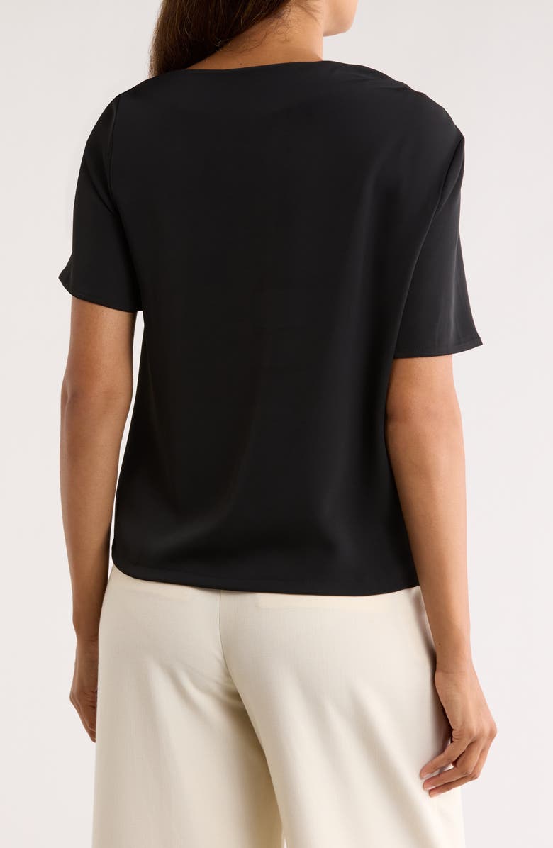 NORDSTROM RACK Pleated Shoulder Short Sleeve Top, Alternate, color, Black