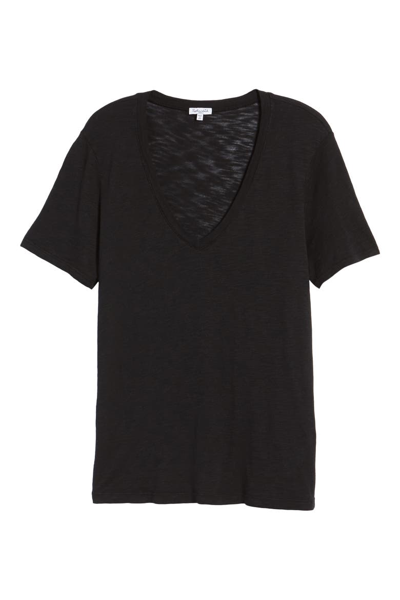 Everly Slub V-Neck Tee, Alternate, color, BLACK