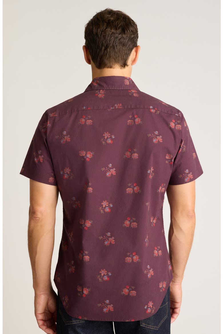 Riviera Slim Fit Floral Short Sleeve Stretch Cotton Button-Up Shirt, Alternate, color, VINTAGE NEEDLEPOINT