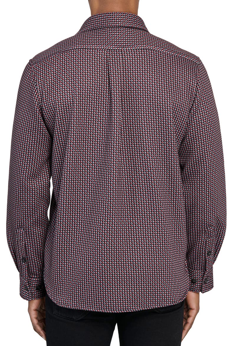 Houndstooth Geo Shirt Jacket, Alternate, color, BLACK/RED