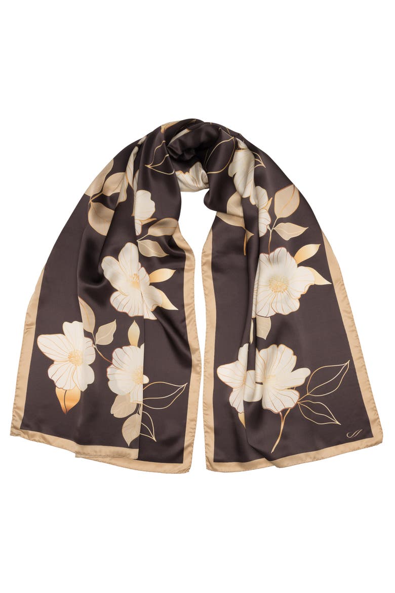 Laura - Silk Scarf/shawl For Women, Main, color, Chocolate