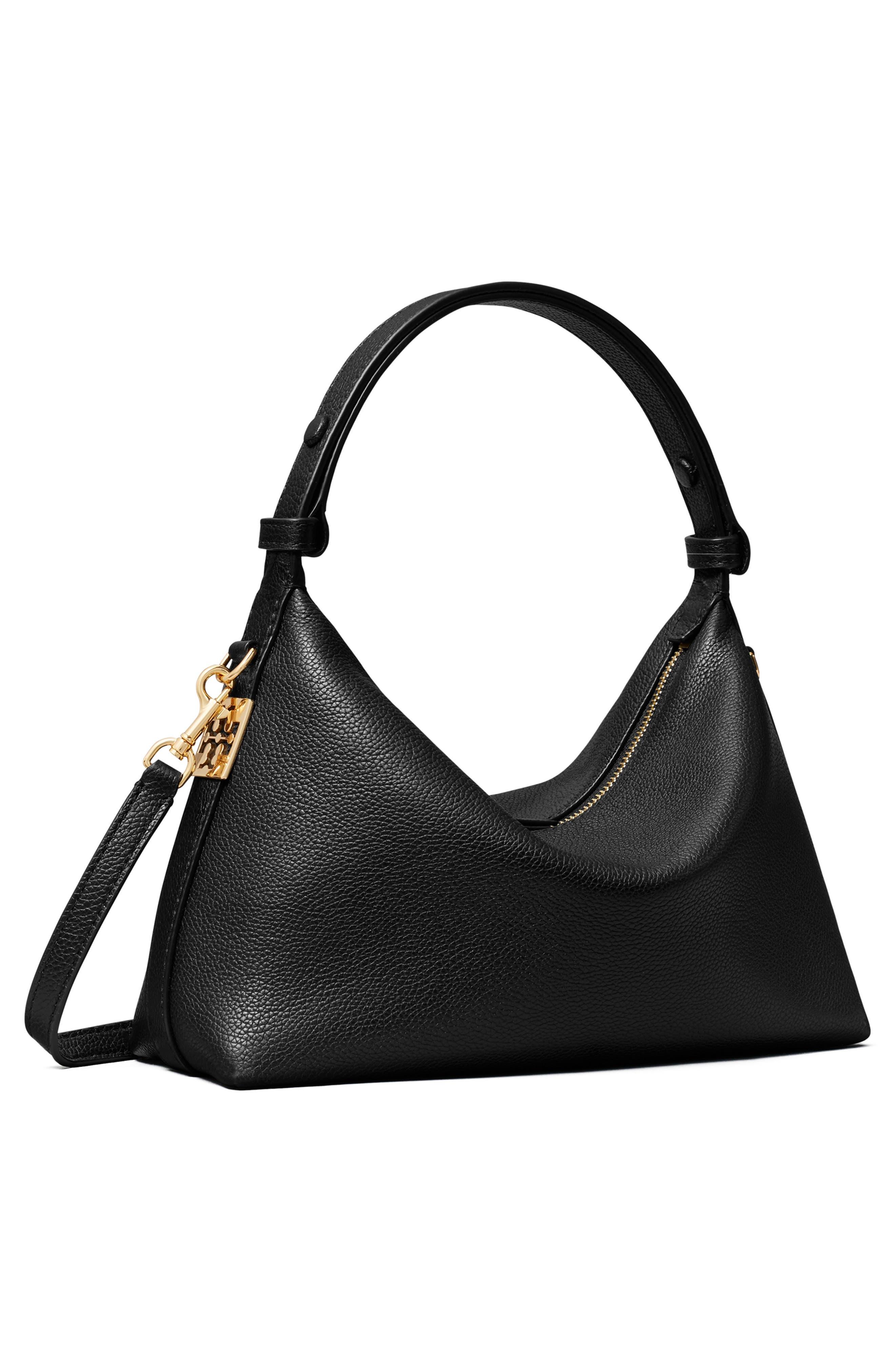 Tory Burch Mellow Leather Shoulder Bag, Alternate, color, Black