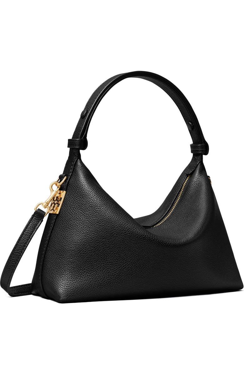 Tory Burch Mellow Leather Shoulder Bag, Alternate, color, Black