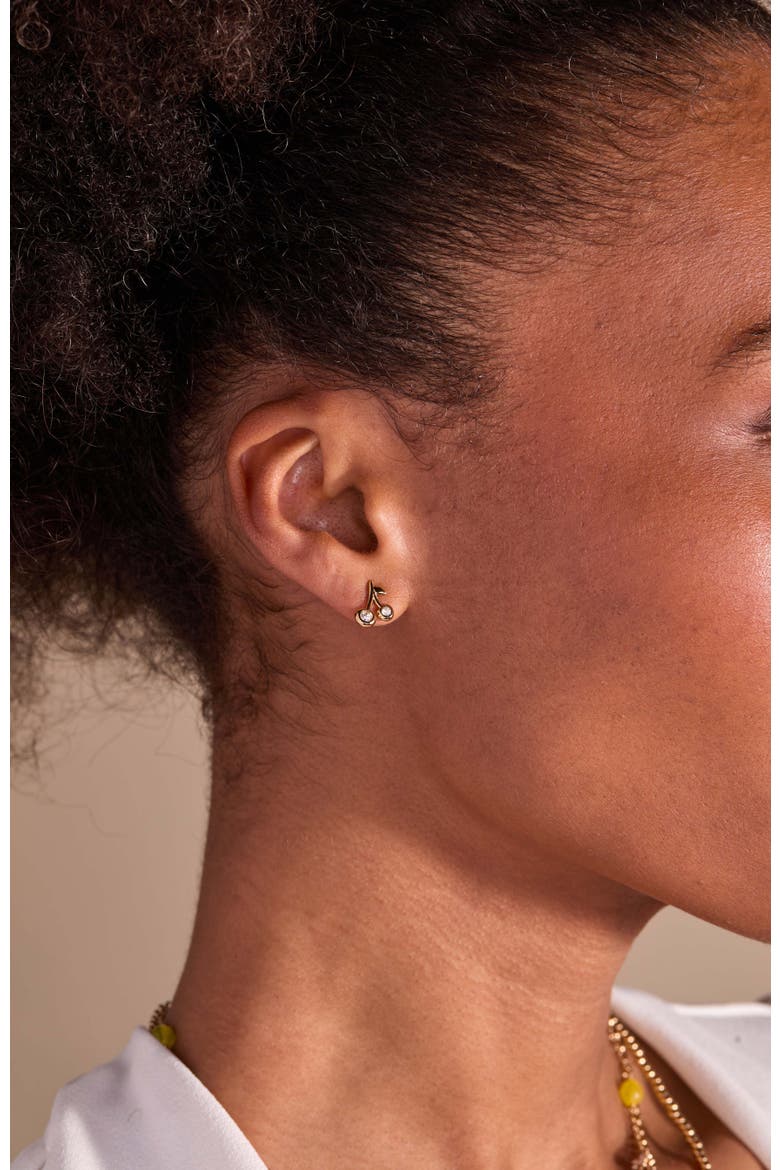 Summer Fruits Cherry Stud, Alternate, color, Gold