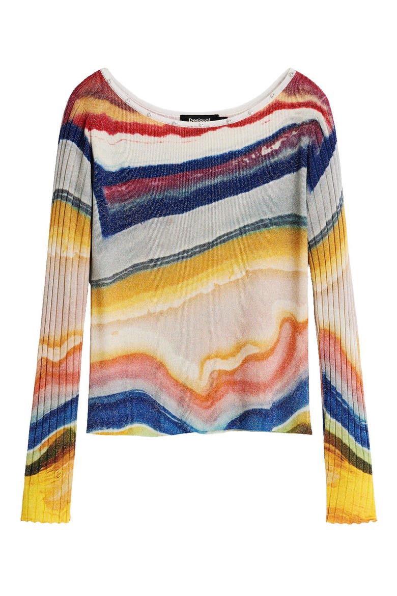 Striped Metallic Knit Sweater, Alternate, color, LIGHT BLUE
