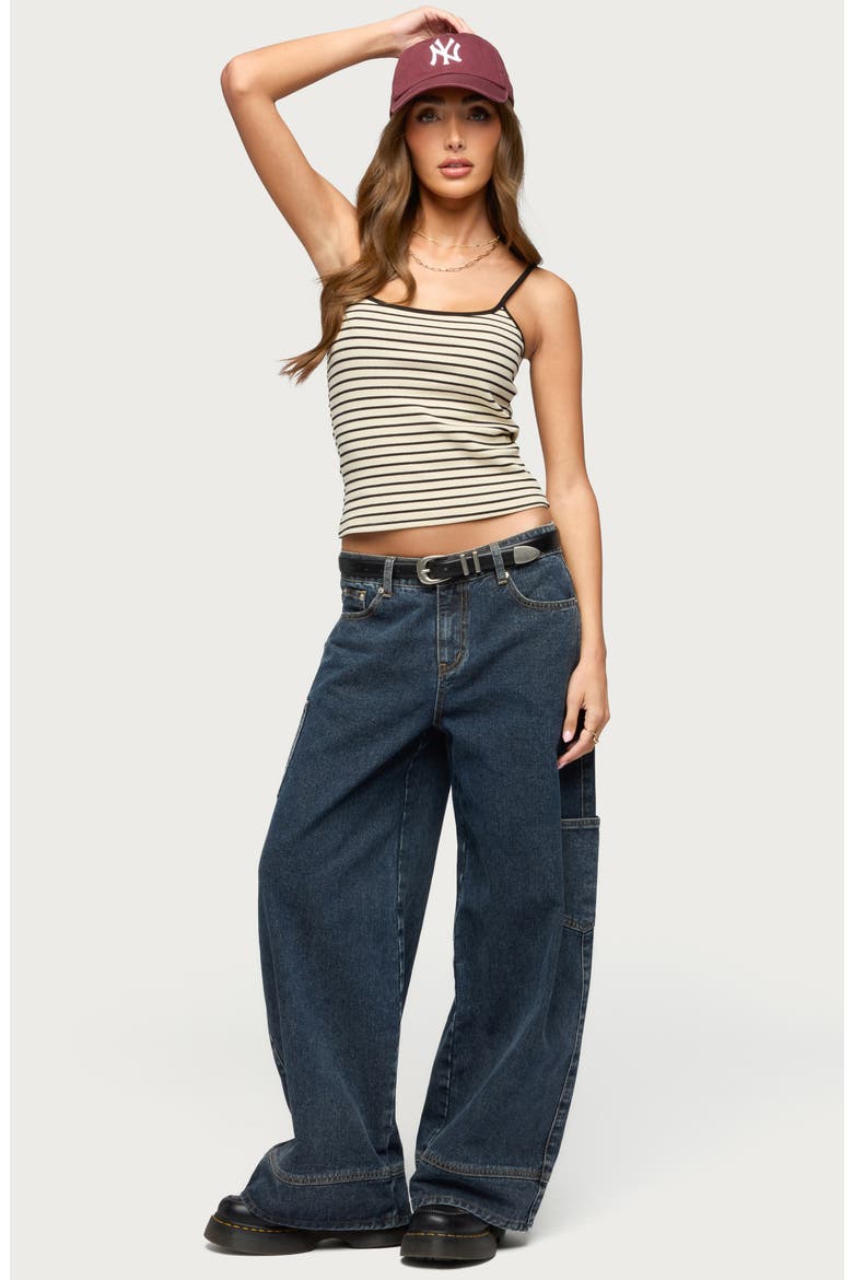 Gretta Stripe Rib Camisole, Alternate, color, CREAM-AND-BLACK