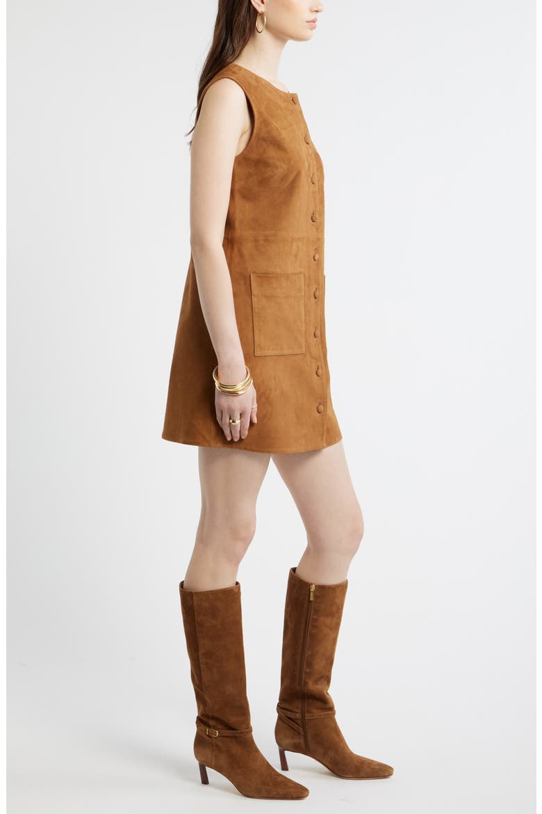 Suede Sheath Dress, Alternate, color, TAN