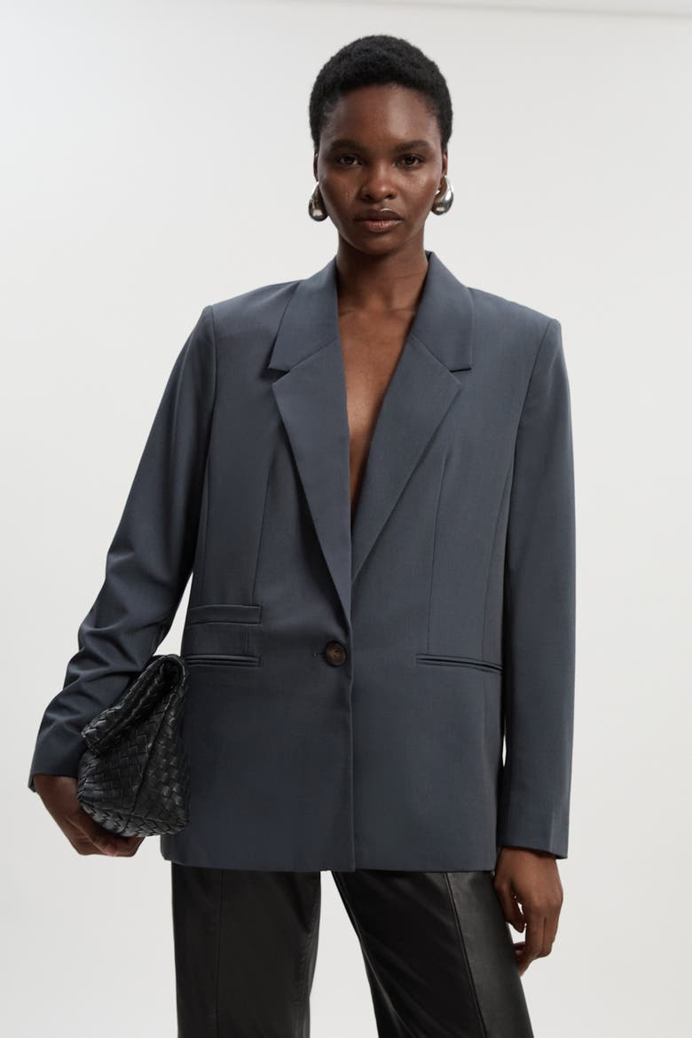 Twill Oversized Blazer, Main, color, Grey