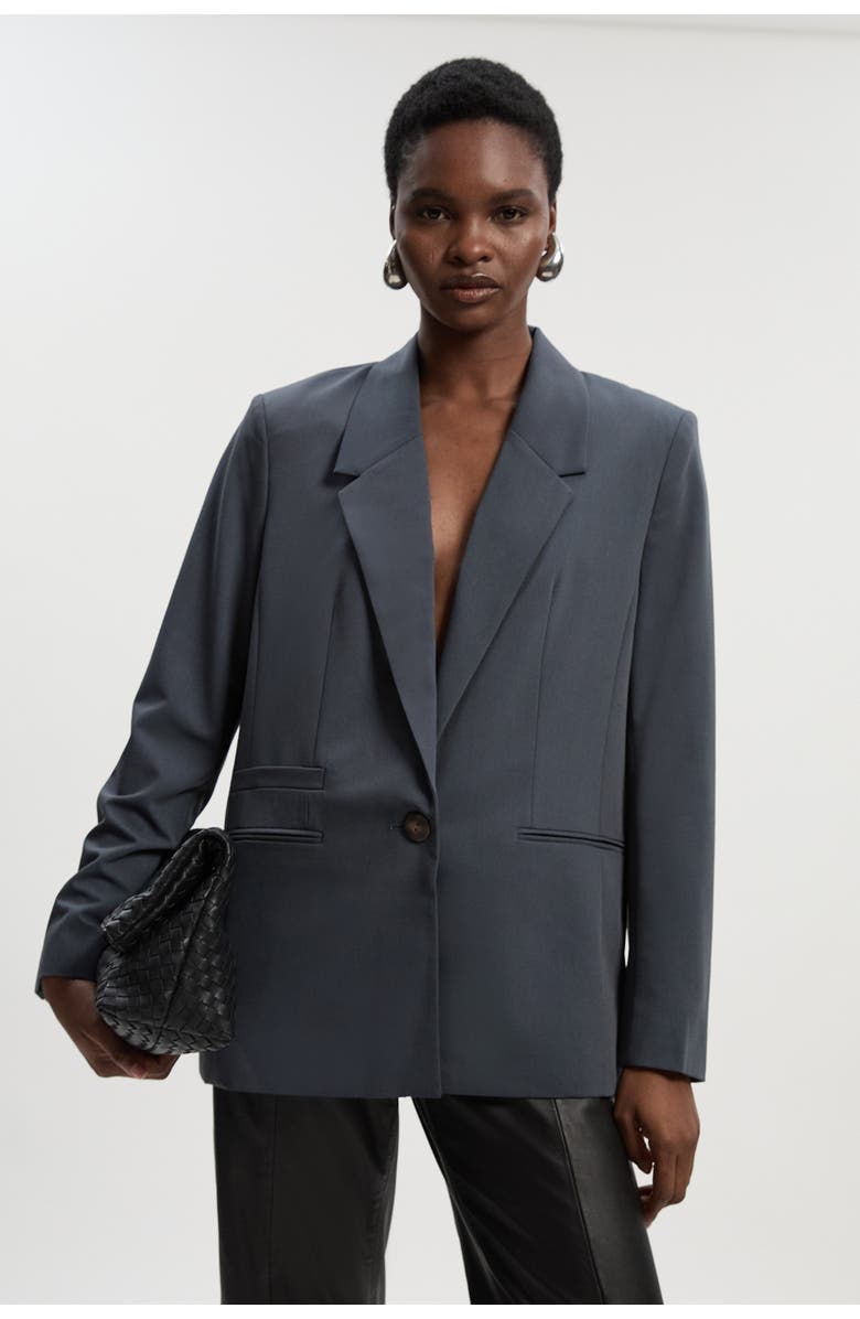 Karen Millen Twill Oversized Blazer, Main, color, Grey