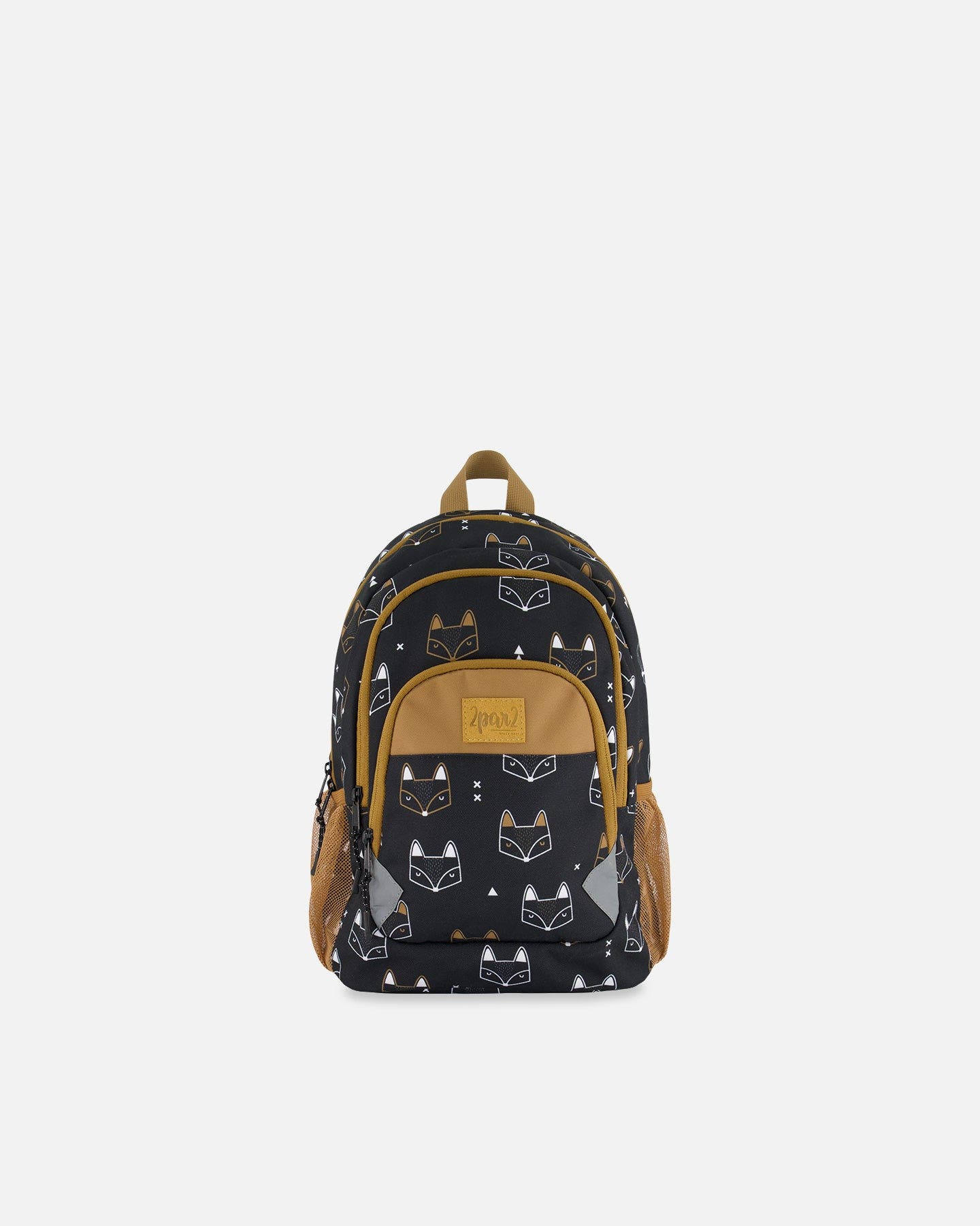 Deux par Deux Little Boy's Toddler Backpack Black Printed Fox, Main, color, 