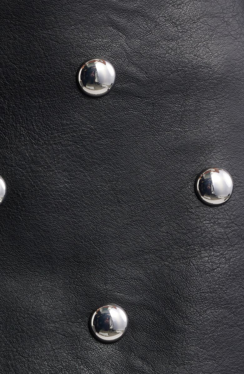 MANGO Carla Studded Faux Leather Miniskirt, Alternate, color, Black