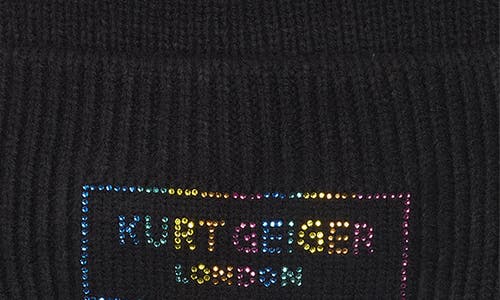Kurt Geiger London Crystal Logo Beanie In Black