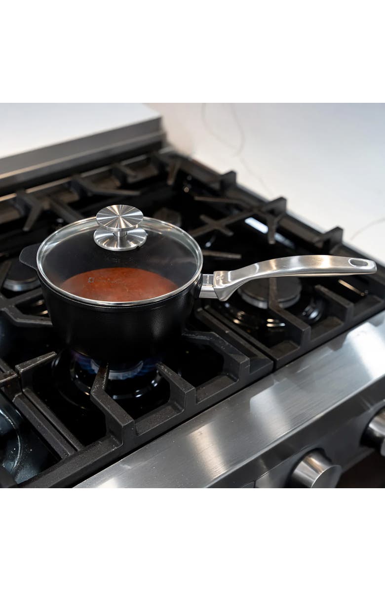 Swiss Diamond CHD Nonstick Saucepan with Glass Lid, 2.2 qt, Alternate, color, Black