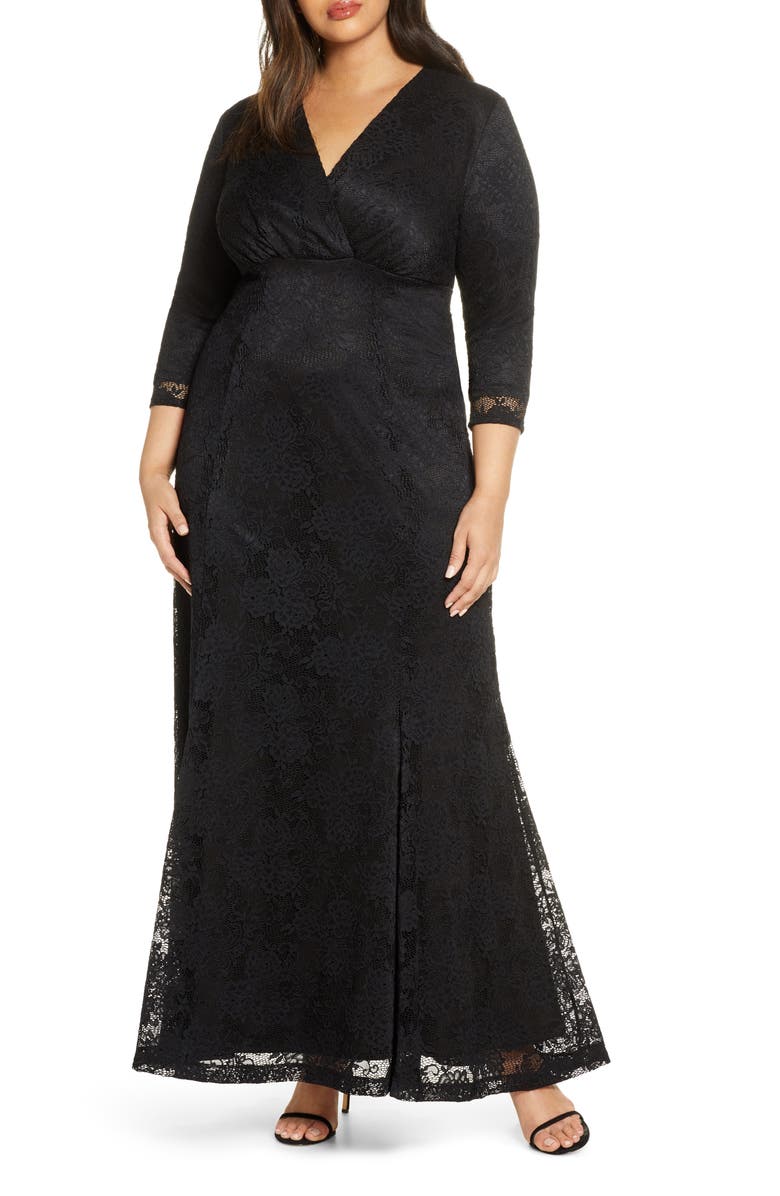 Kiyonna Lace Affair Empire Waist Gown, Main, color,