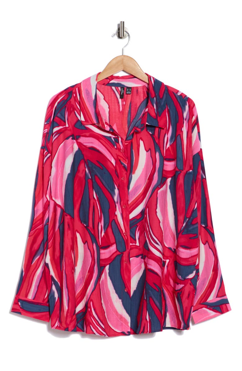 VERO MODA Violet Long Sleeve Button Up Shirt, Main, color, Jazzy Aop Violet