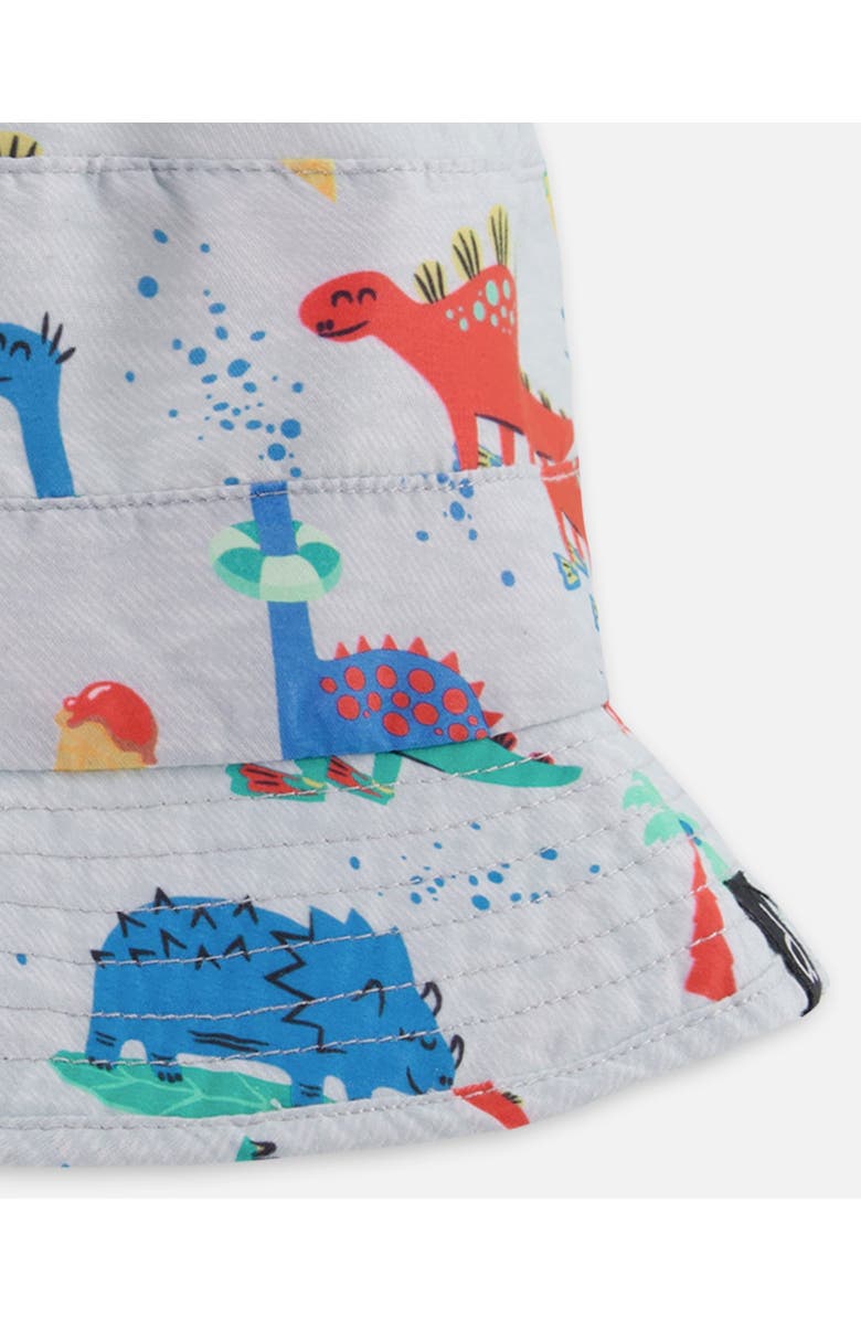 Deux par Deux Recycled Polyester Dinosaur Print Beach Hat, Alternate, color, Grey Printed Baby Dinosaurs