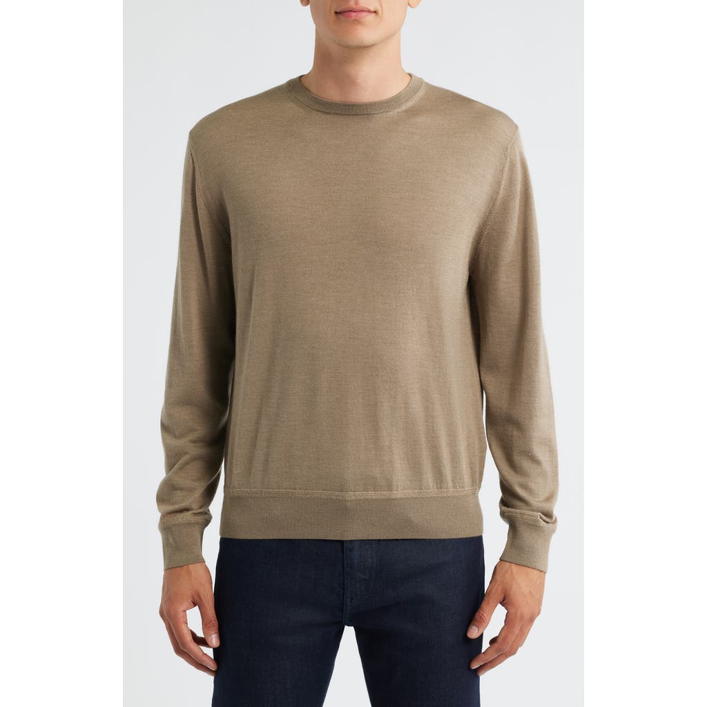 Canali Wool, Silk & Cashmere Crewneck Sweater In Brown
