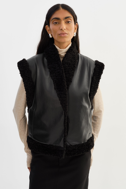 Lamarque Dua | Reversible Faux Fur Vest In Black