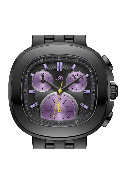 Jbw Coast Lab-created Diamond Bracelet Chronograph Watch, 38mm In Ip Black